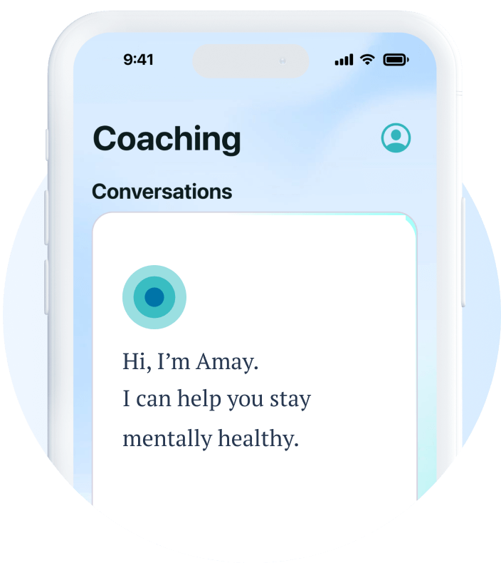 A phone mockup within a circular frame.
